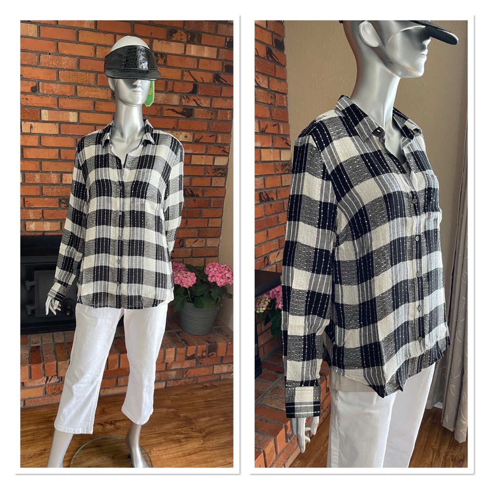 Style & Co. Plaid Sparkle Top